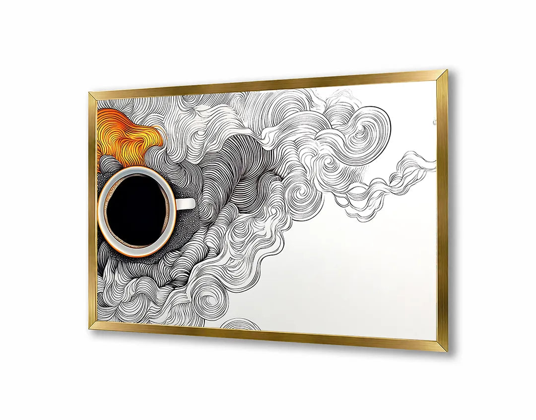 Metalen Magneetbord met hoogwaardige afbeelding van Koffiekopje doodle kunst voor aan de muur