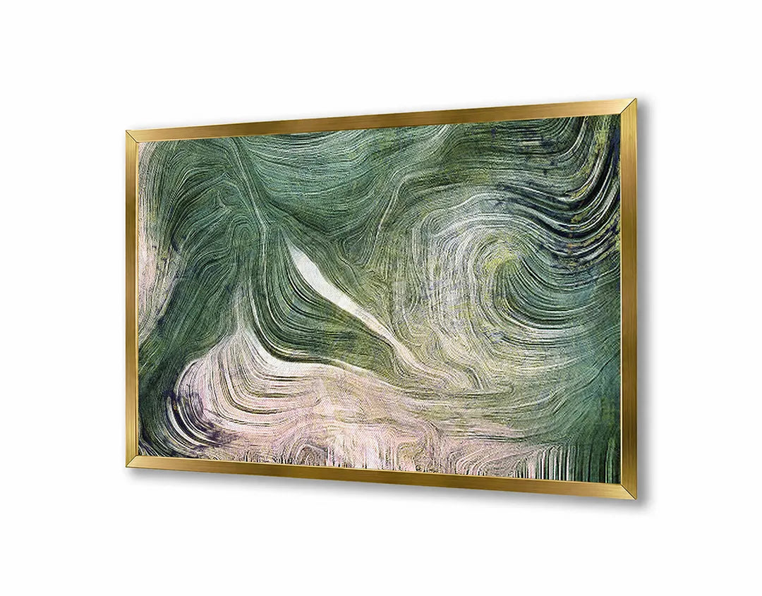 Metalen Magneetbord met afbeelding van abstracte groene wervelingen in smaragd groen kleuren