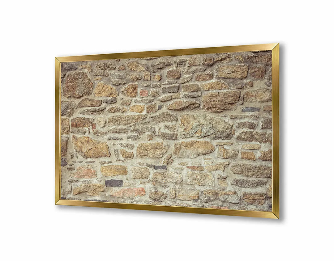 Metalen Magneetbord met afbeelding van authentieke stenen muur in bruine steenkleuren kleuren