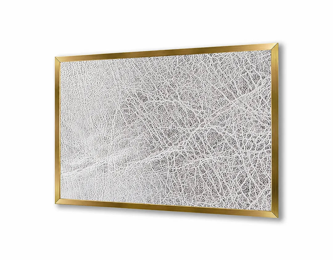 Metalen Magneetbord met afbeelding van wit gebarsten leer of textuur in helder wit kleuren