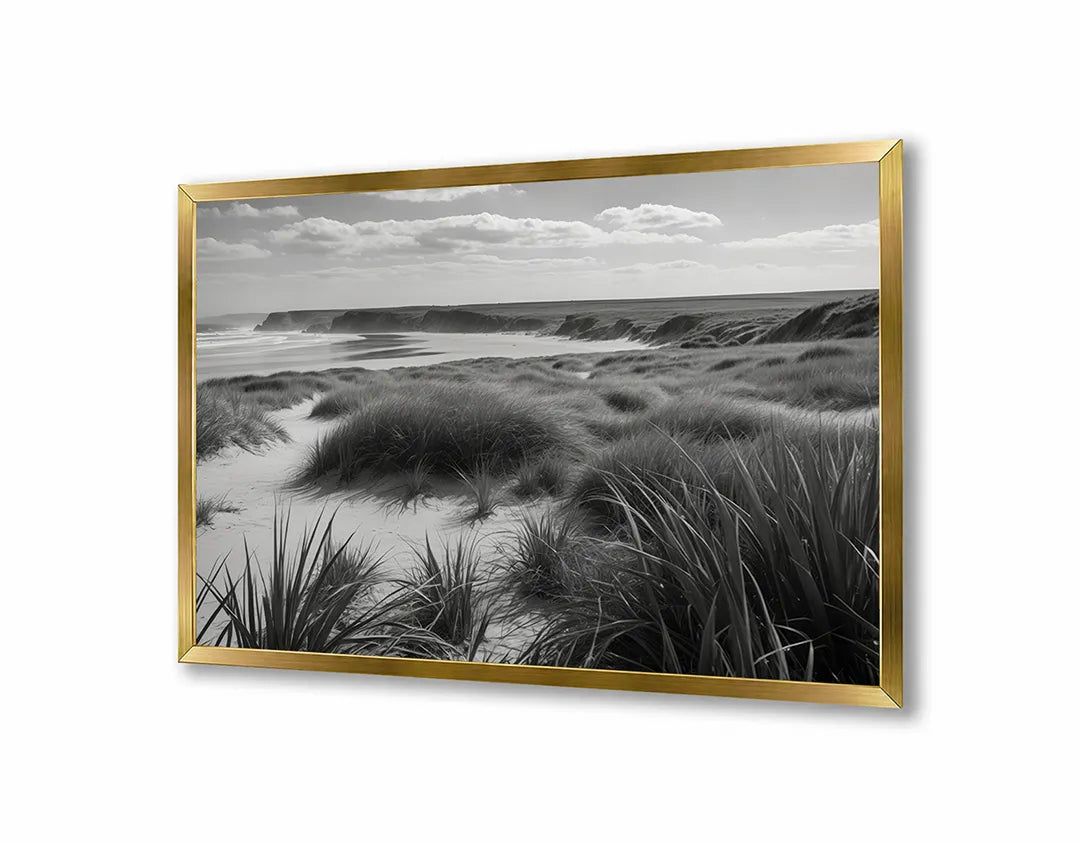 Metalen Magneetbord met hoogwaardige afbeelding van Duinlandschap zwart wit voor aan de muur