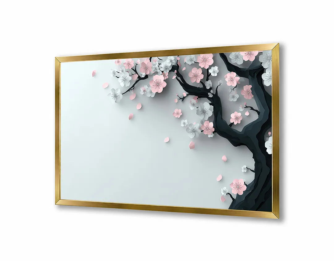 Metalen Magneetbord met hoogwaardige afbeelding van Roze bloesem tak zacht voor aan de muur
