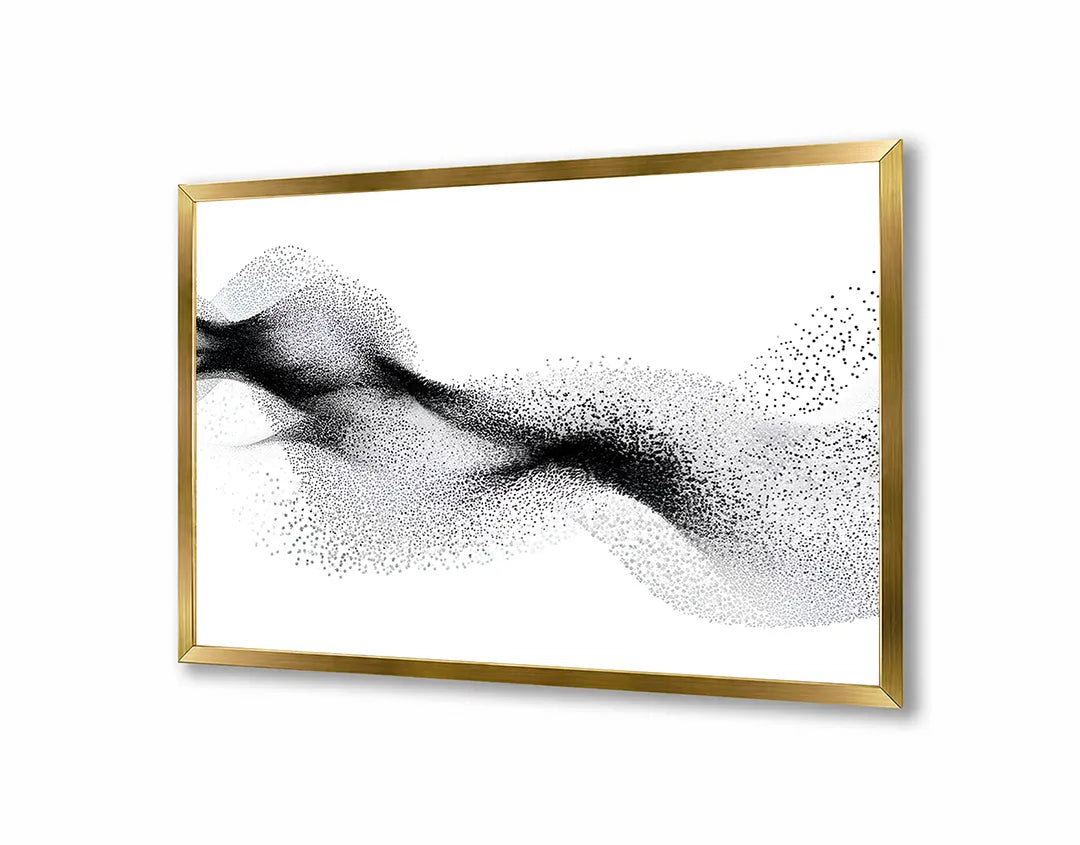 Metalen Magneetbord met hoogwaardige afbeelding van Zwarte golvende deeltjes wit voor aan de muur