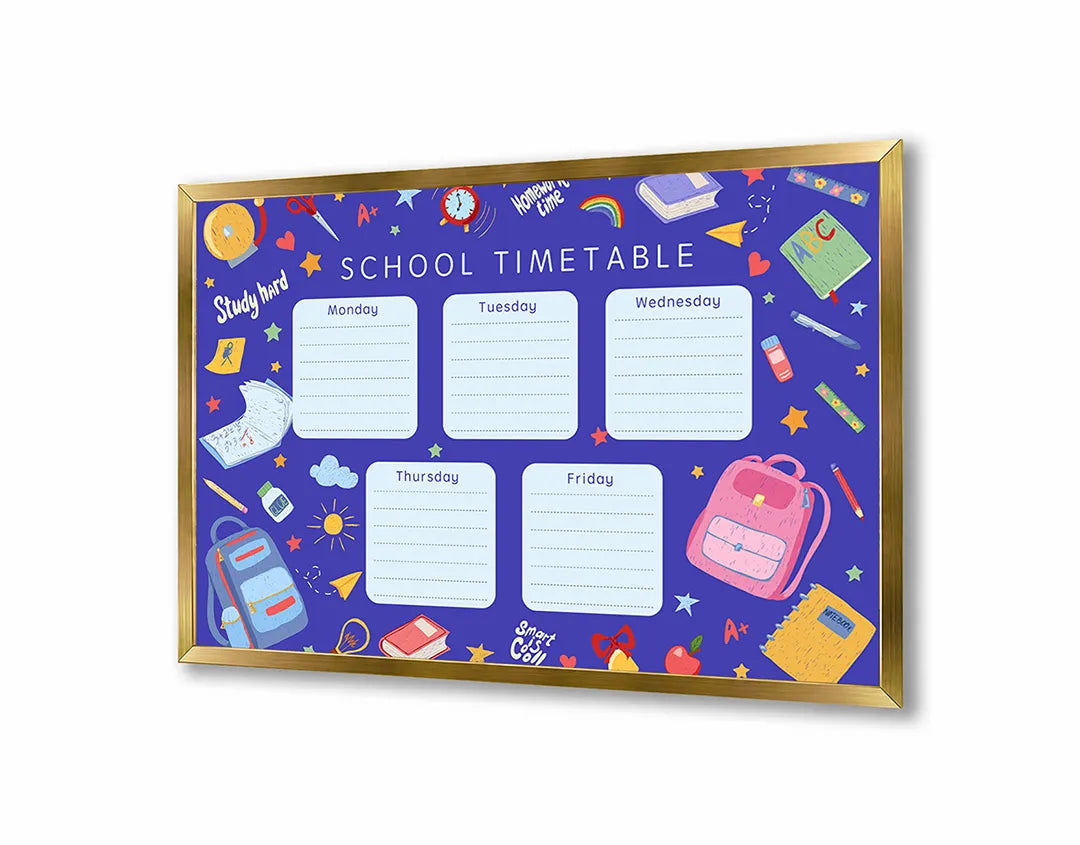 Metalen Magneetbord met hoogwaardige afbeelding van School timetable paars rooster voor aan de muur
