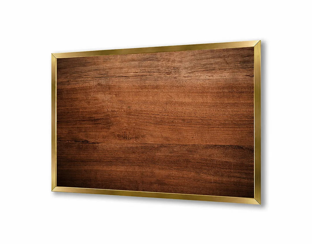 Metalen Magneetbord met afbeelding van horizontaal bruin hout in warm bruin kleuren