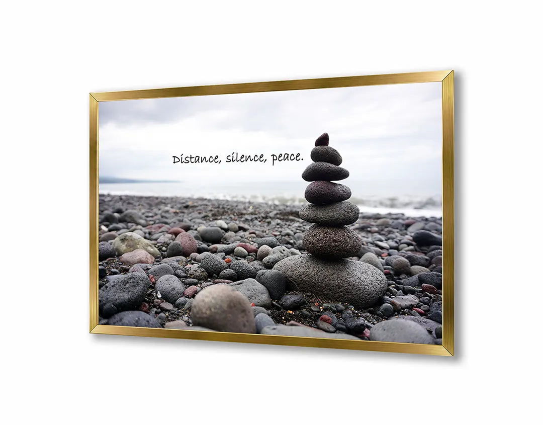 Metalen Magneetbord met hoogwaardige afbeelding van Zen stenen op strand voor aan de muur