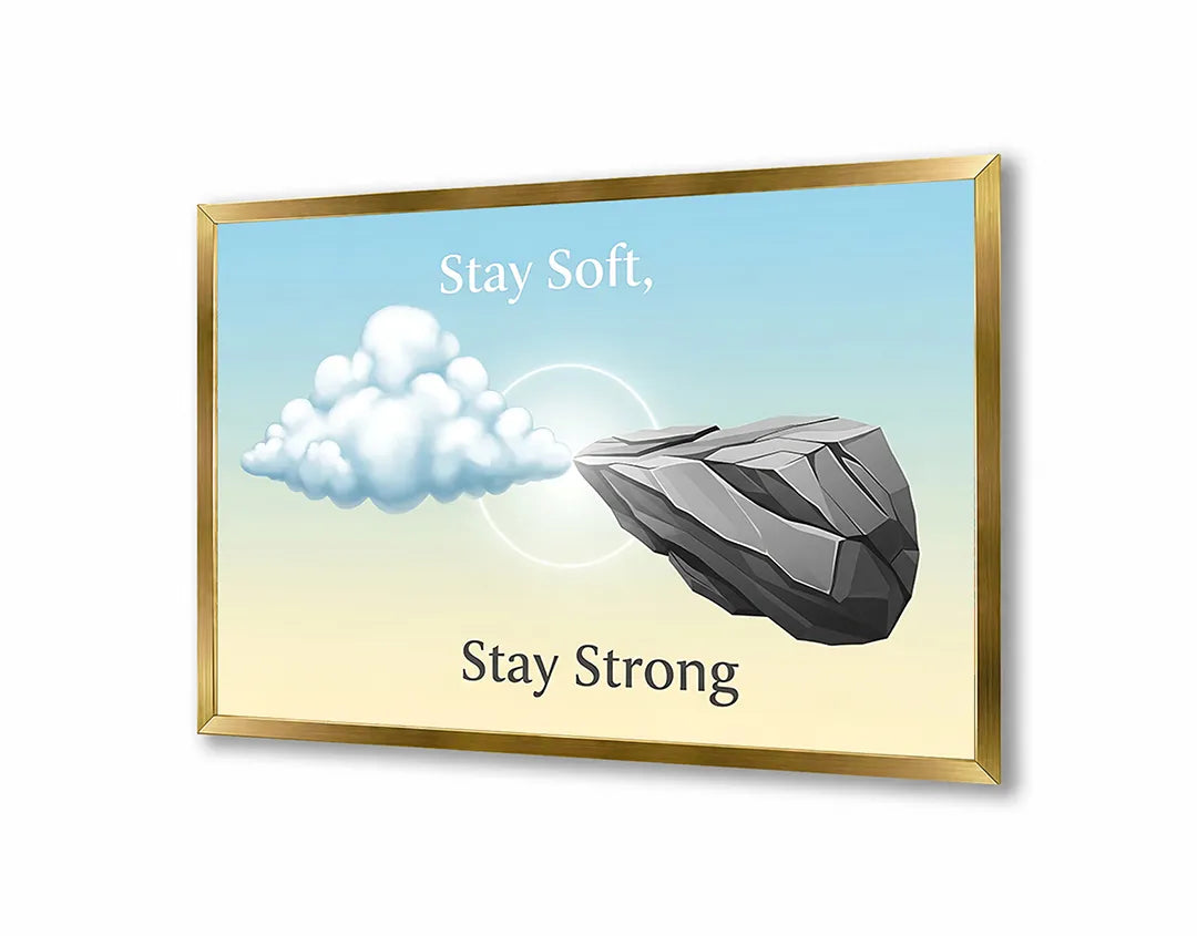 Metalen Magneetbord met hoogwaardige afbeelding van Stay soft stay strong tekst steen voor aan de muur