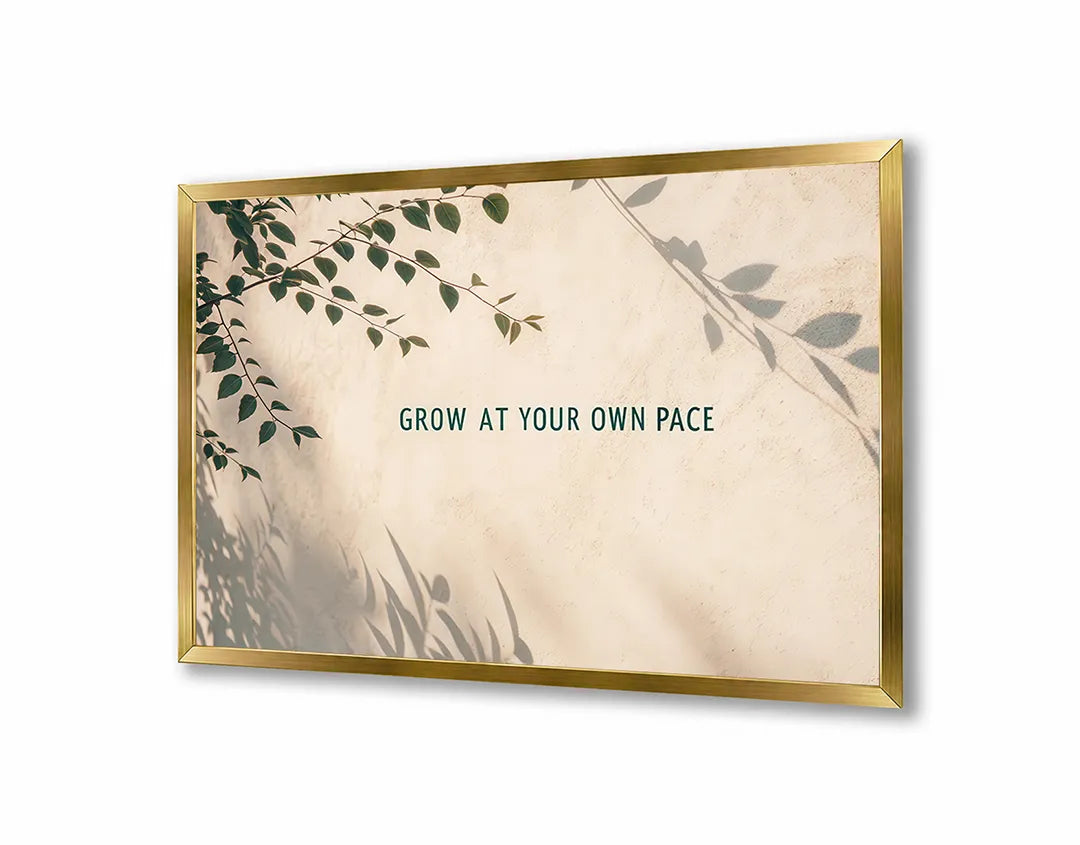 Metalen Magneetbord met hoogwaardige afbeelding van Grow at your own pace quote voor aan de muur