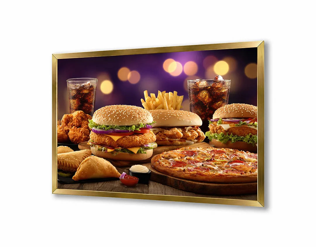 Metalen Magneetbord met print van Hamburger menu fastfood perfect als decoratie