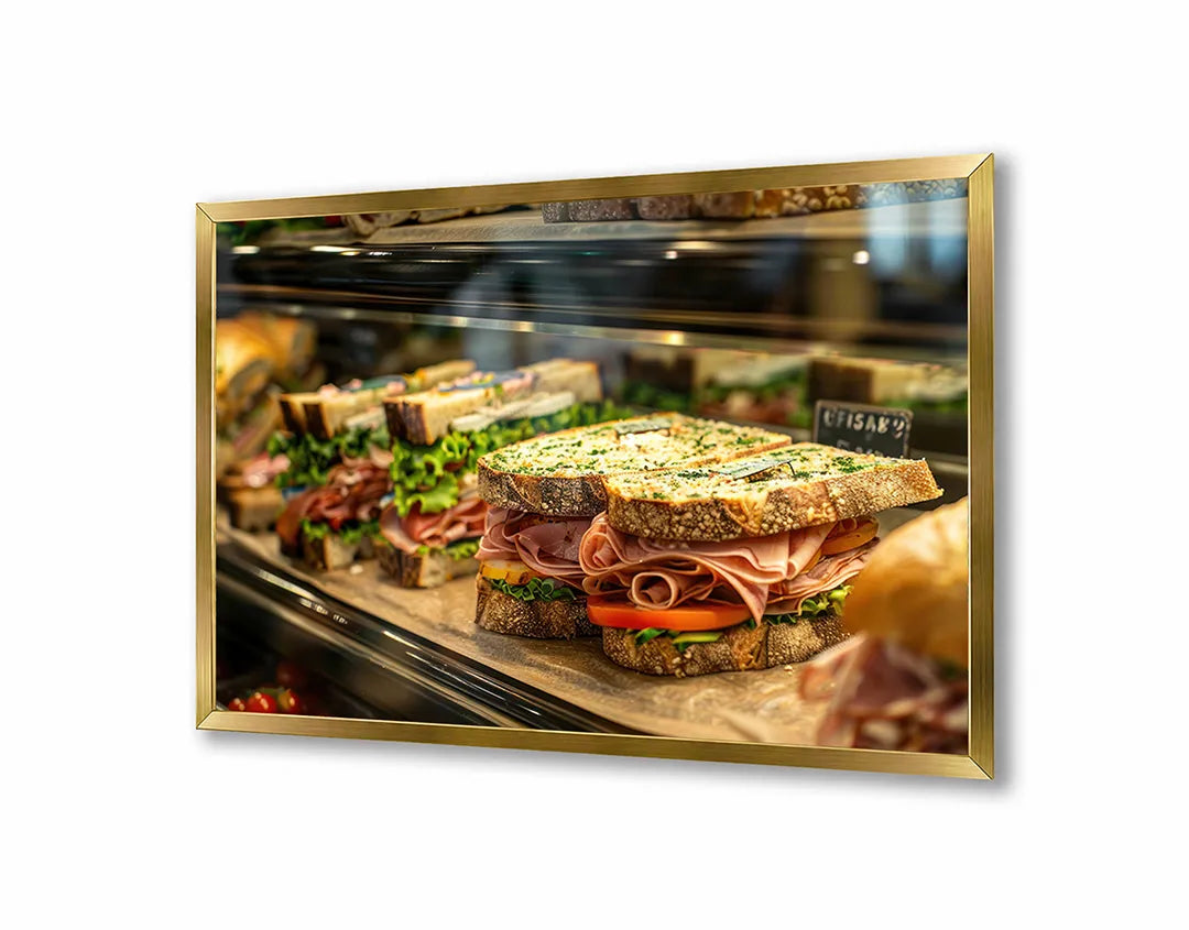 Metalen Magneetbord met print van Broodjes in vitrine perfect als decoratie