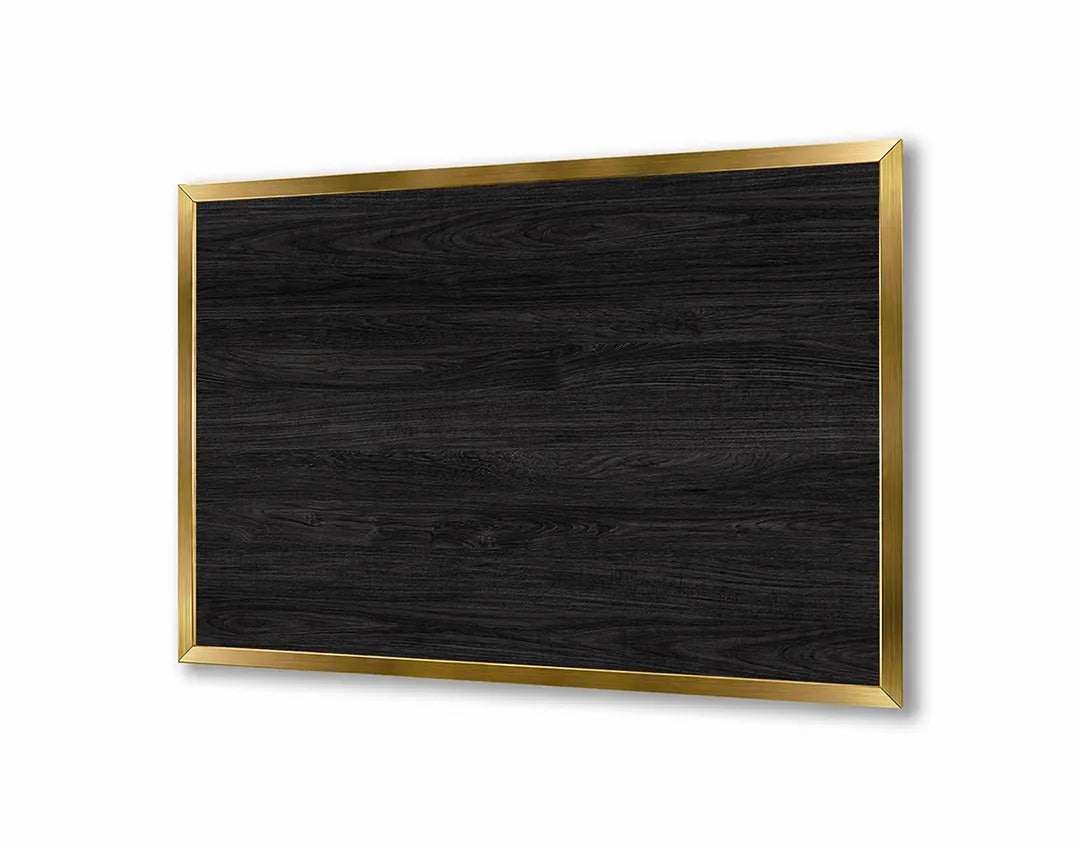 Metalen Magneetbord met afbeelding van donker zwart houten paneel in mat zwart kleuren
