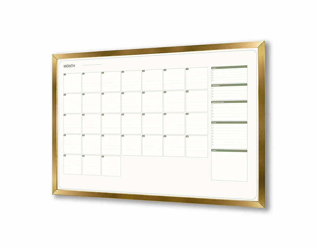 Metalen Magneetbord met print van Groene kalender grid perfect als decoratie