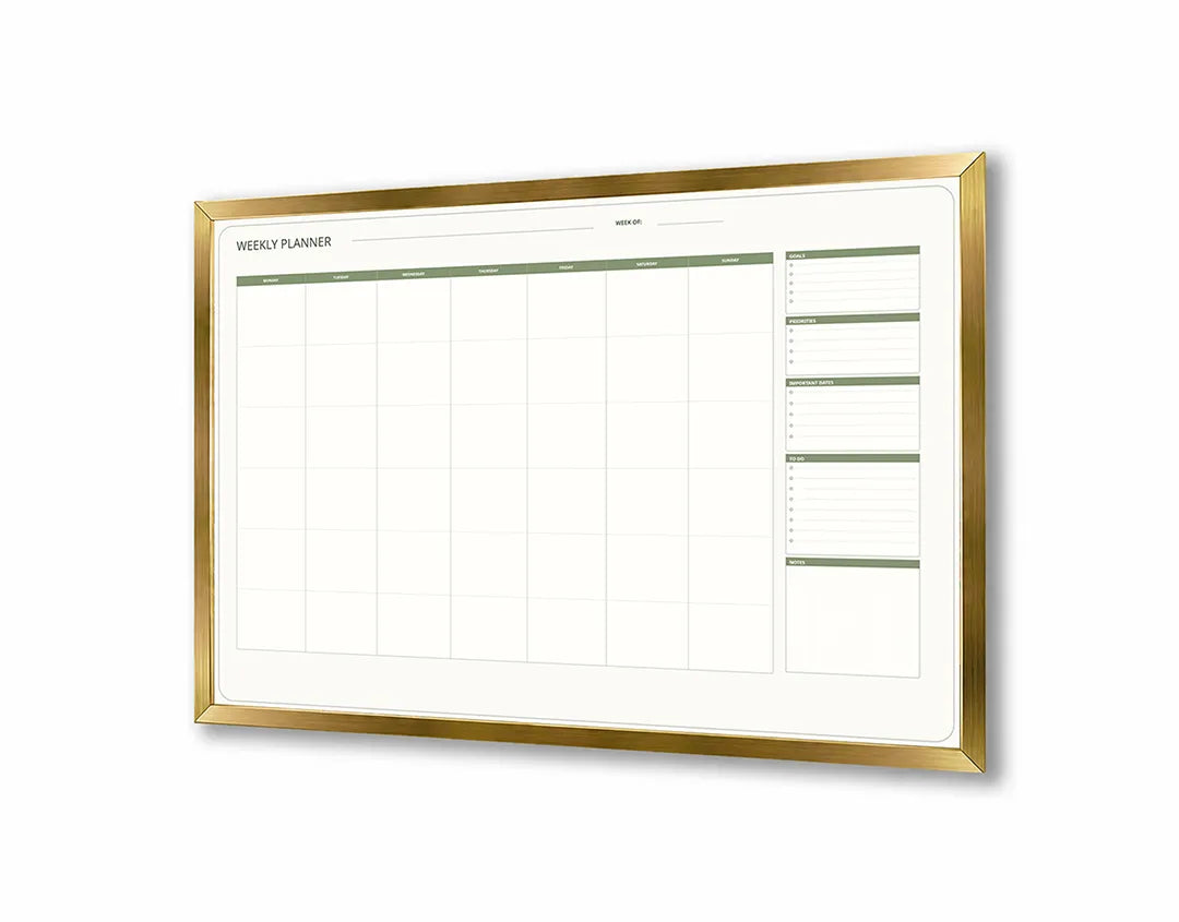Metalen Magneetbord met print van Groene kalender grid variant perfect als decoratie