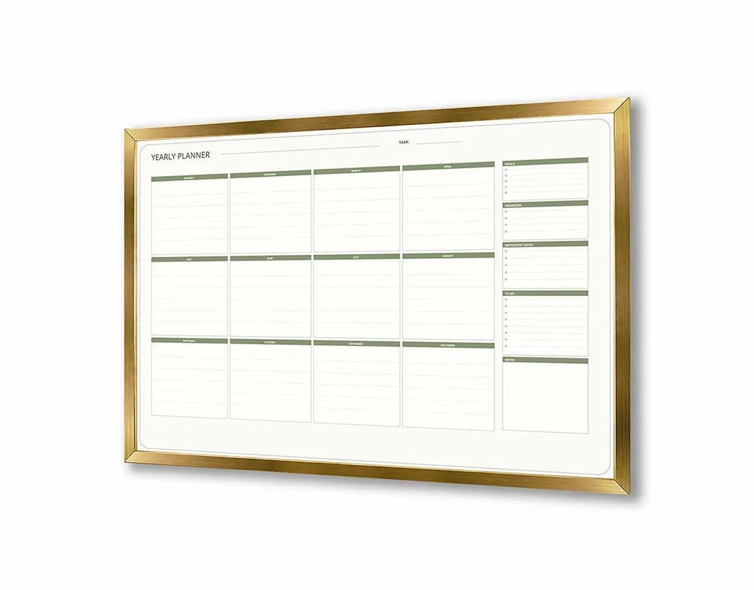 Metalen Magneetbord met print van Groene kalender grid met notities perfect als decoratie