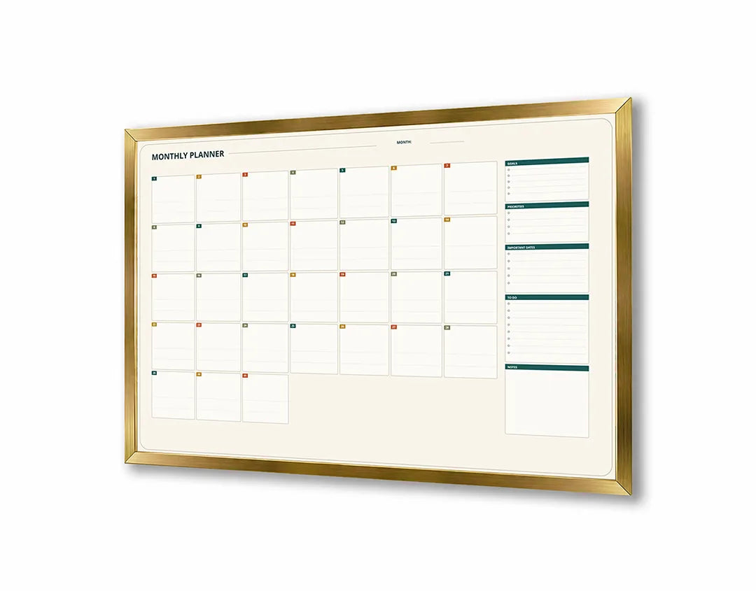 Metalen Magneetbord met print van Blauwe planner grid perfect als decoratie