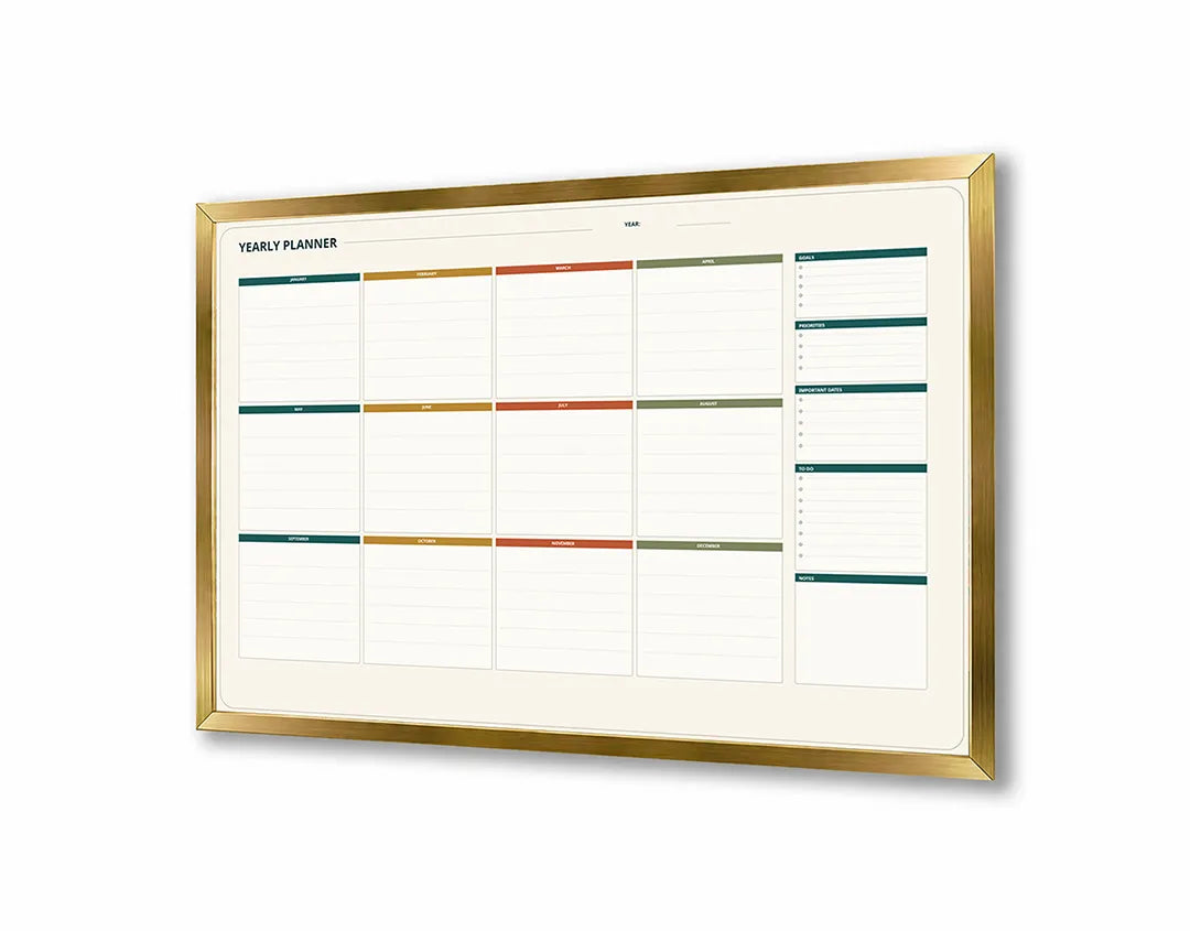 Metalen Magneetbord met print van Gele en rode planner kleurrijk perfect als decoratie