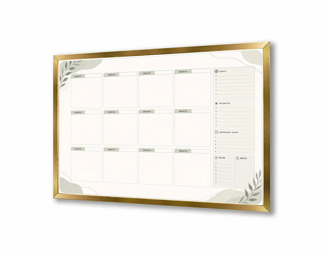 Metalen Magneetbord met een uiterst minimalistische maandplanner zonder onnodige en storende visuele afleidingen