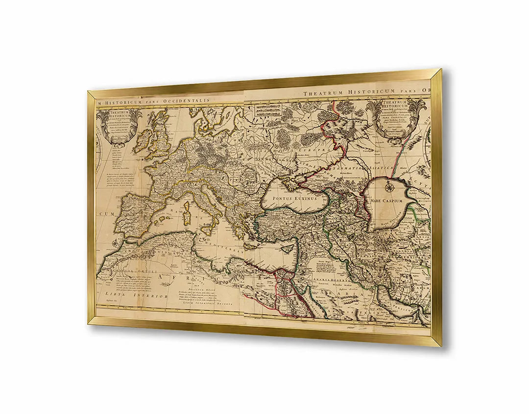 Metalen Magneetbord met klassieke vintage wereldkaart prachtig afgedrukt in uiterst warme en nostalgische sepia kleuren