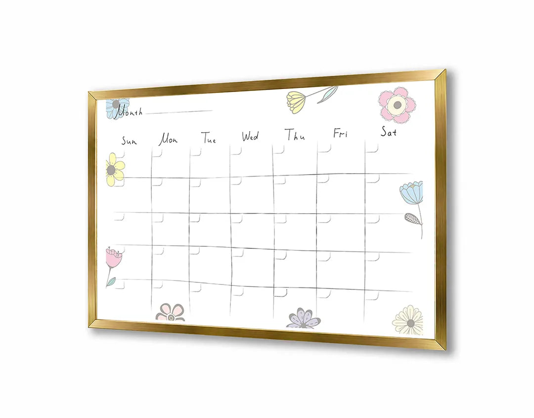 Metalen Magneetbord met print van Maandplanner bloemen perfect als decoratie