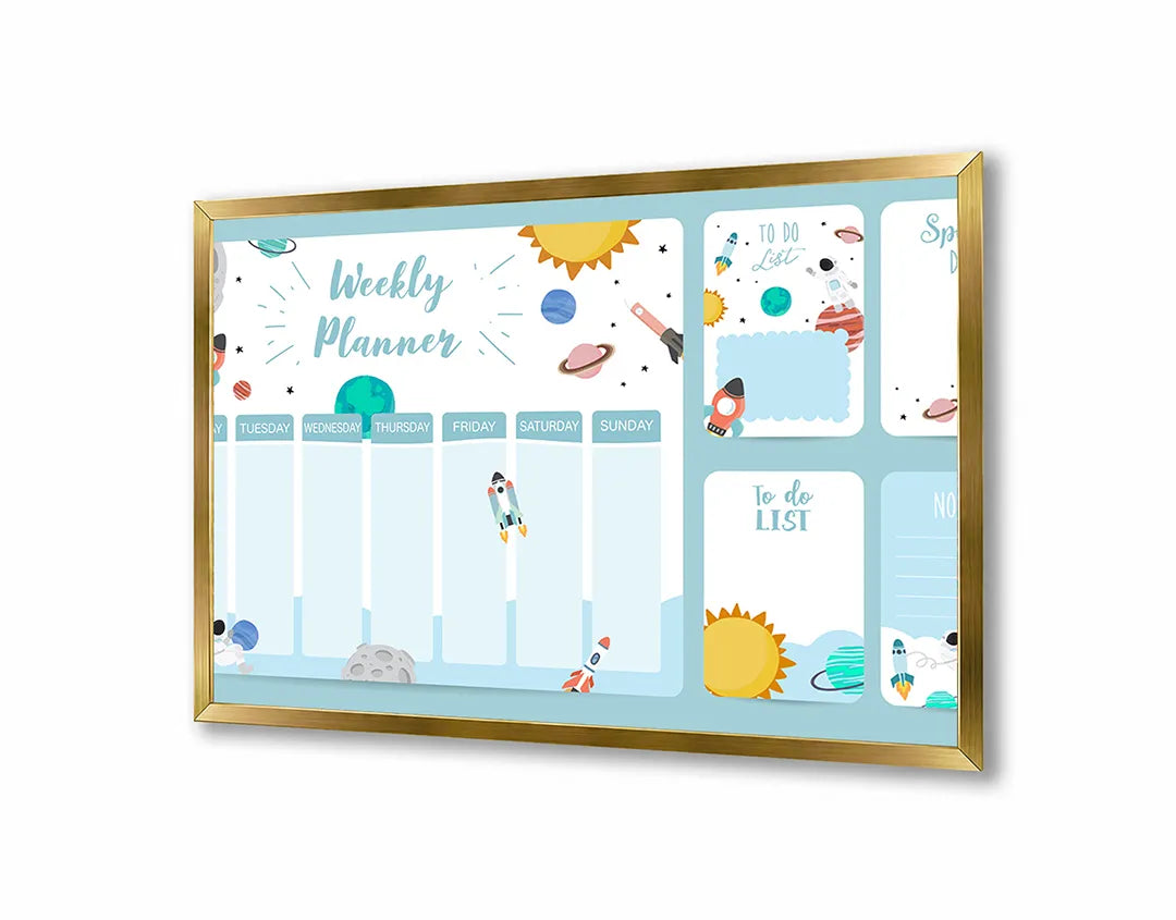 Metalen Magneetbord met print van Weekplanner blauw kind perfect als decoratie