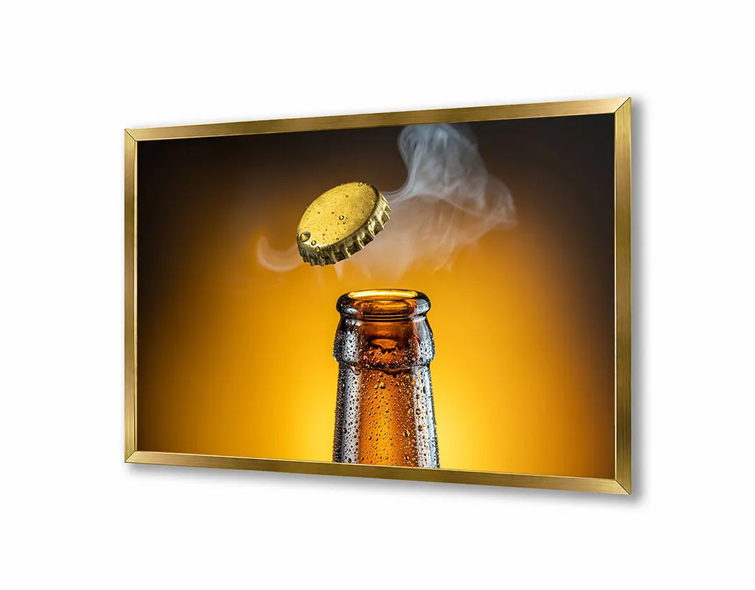 Metalen Magneetbord met print van Bierflesje kroonkurk perfect als decoratie
