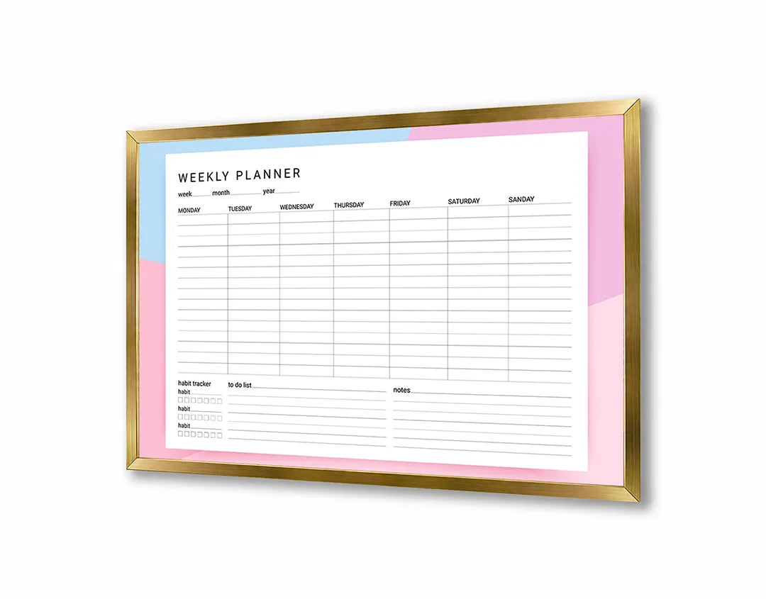 Metalen Magneetbord met print van Weekplanner roze perfect als decoratie
