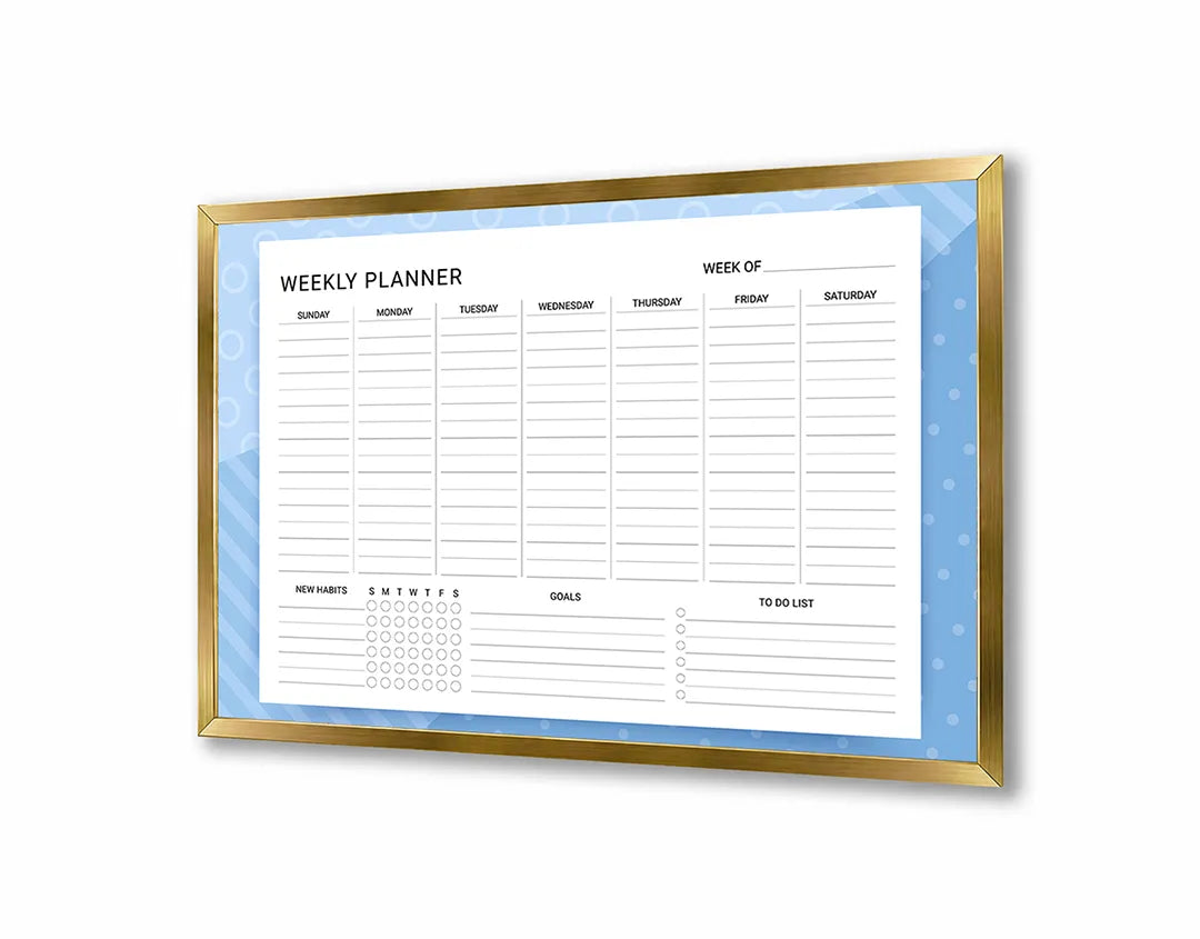 Metalen Magneetbord met print van Weekplanner blauw perfect als decoratie