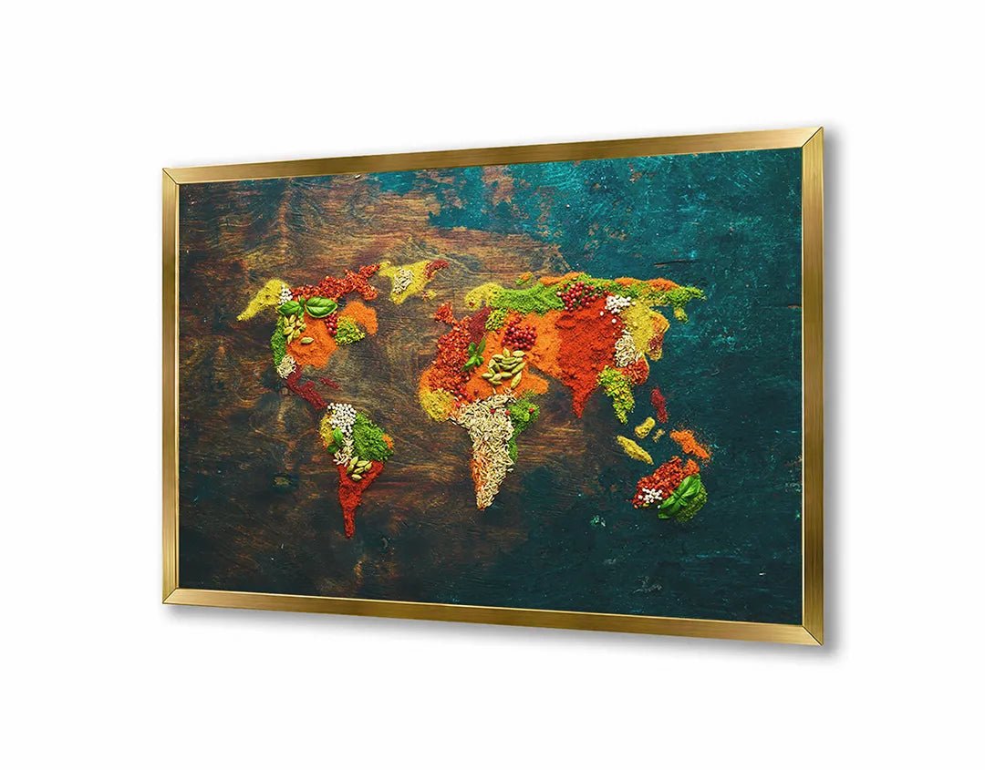 Metalen Magneetbord met print van Oude wereldkaart bruin perfect als decoratie