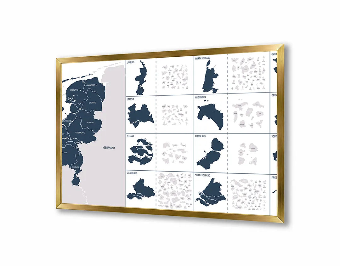 Metalen Magneetbord met print van Nederland provincies details perfect als decoratie