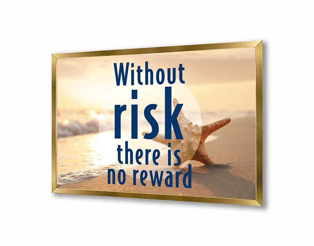 Metalen Magneetbord met print van Without risk tekst strand perfect als decoratie