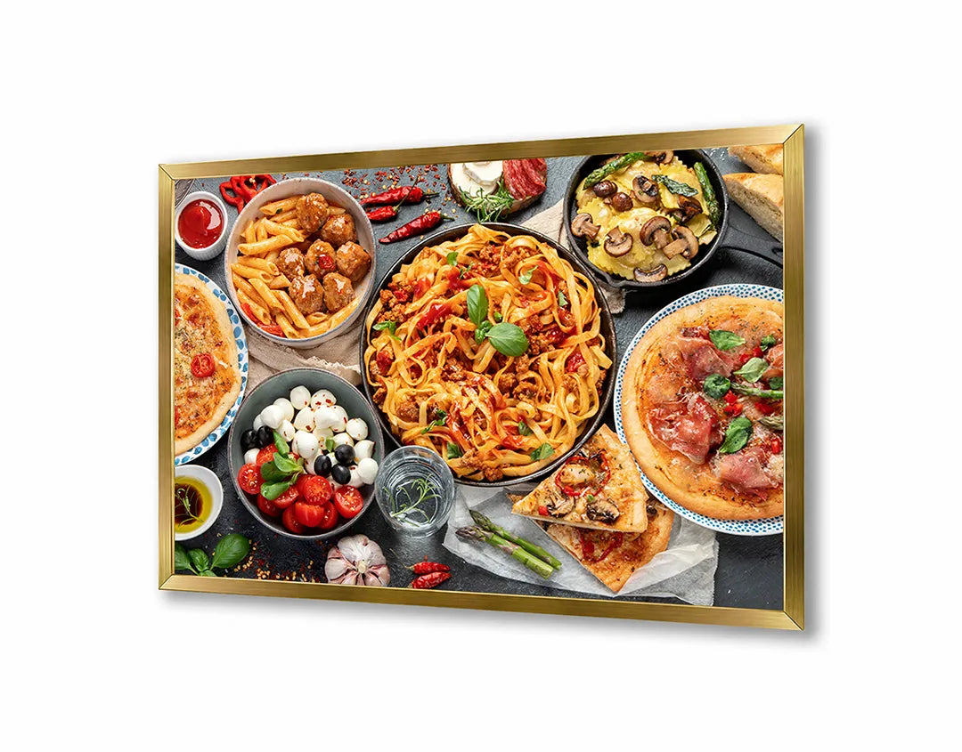 Metalen Magneetbord met print van Pizza en pasta perfect als decoratie