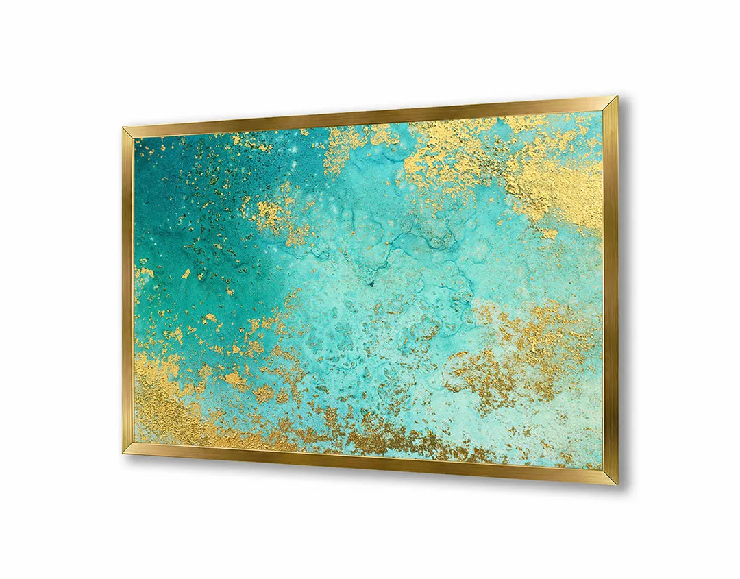 Metalen Magneetbord met print van Goudgroen marmer perfect als decoratie