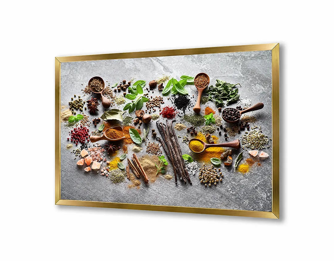 Metalen Magneetbord met print van Kruiden op stenen tafel perfect als decoratie