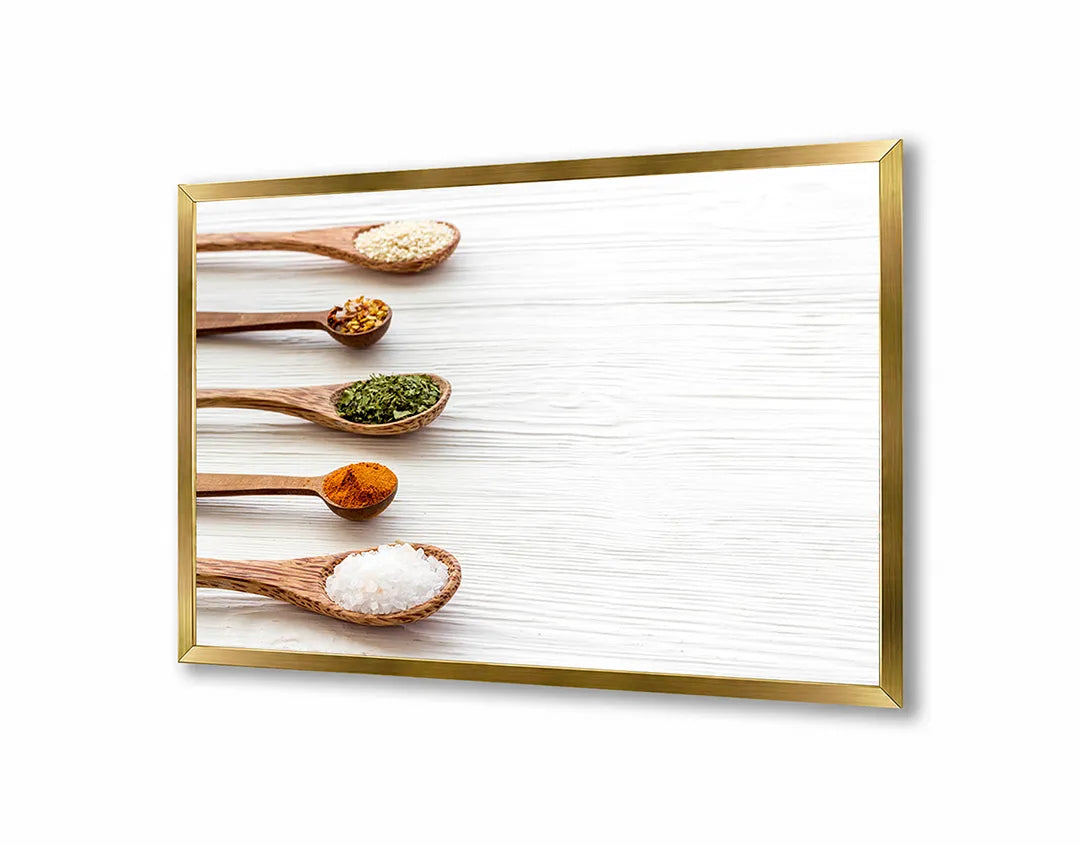 Metalen Magneetbord met print van Houten lepels specerijen perfect als decoratie