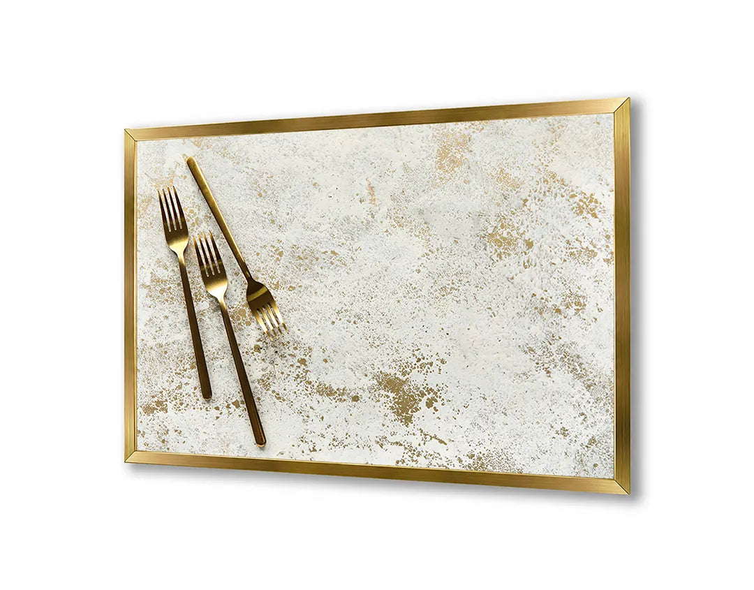 Metalen Magneetbord met print van Gouden bestek op marmer perfect als decoratie