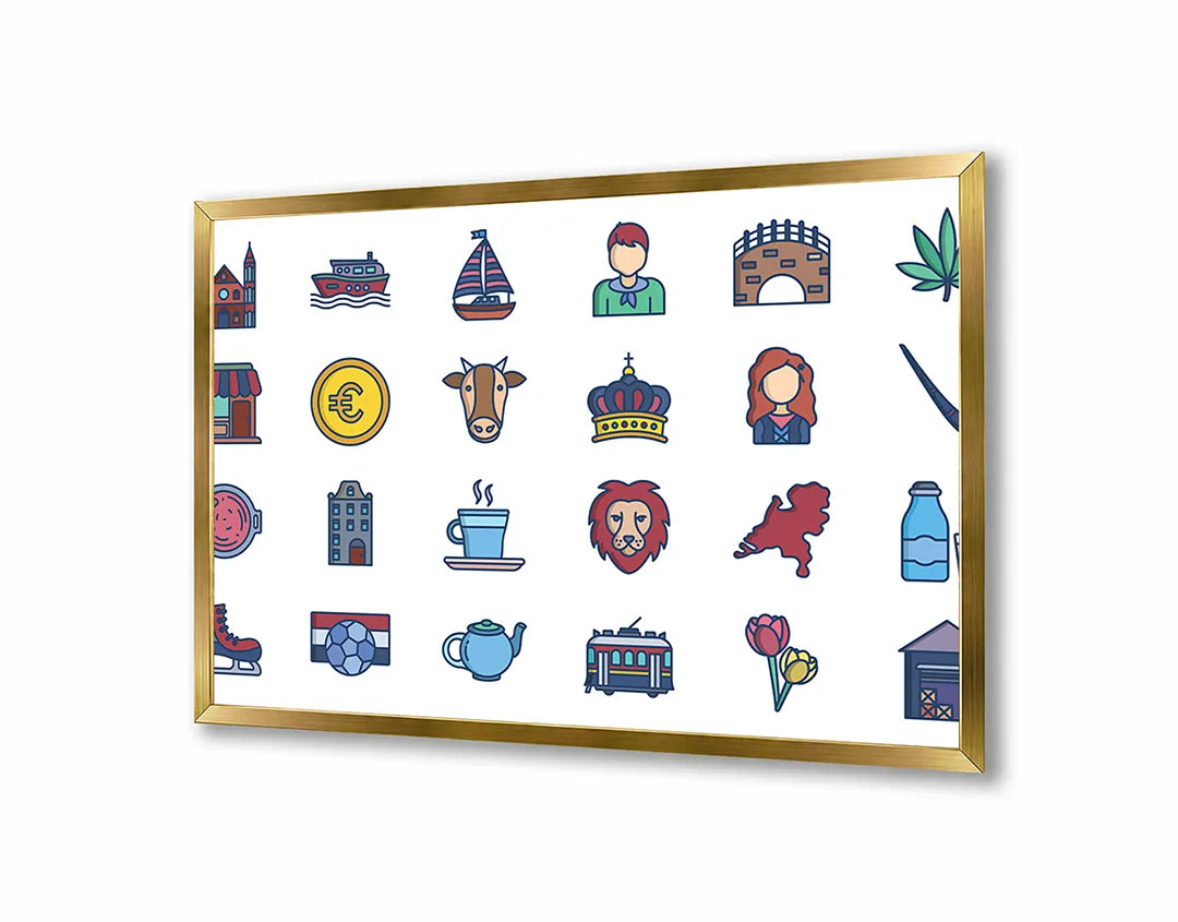 Metalen Magneetbord met print van Iconen patroon perfect als decoratie