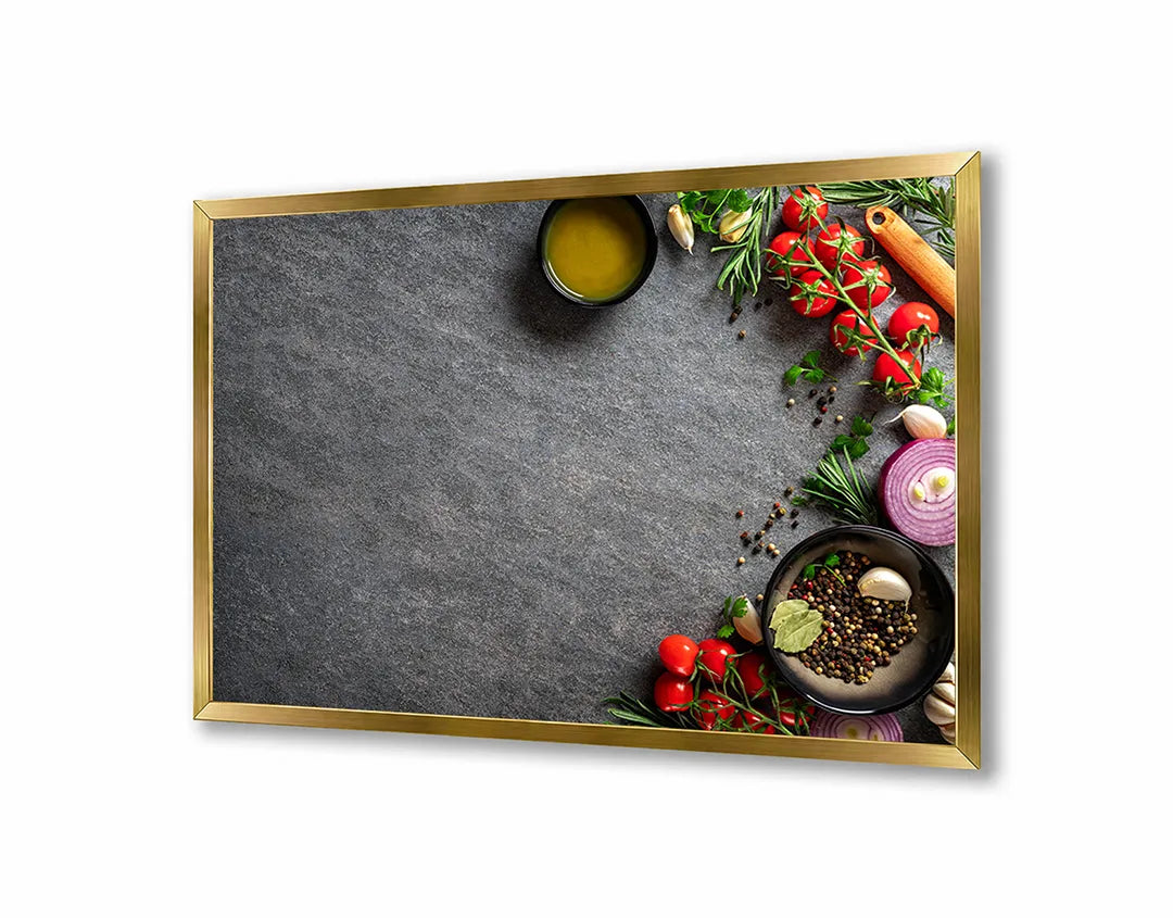 Metalen Magneetbord met print van Kook ingredienten donker perfect als decoratie