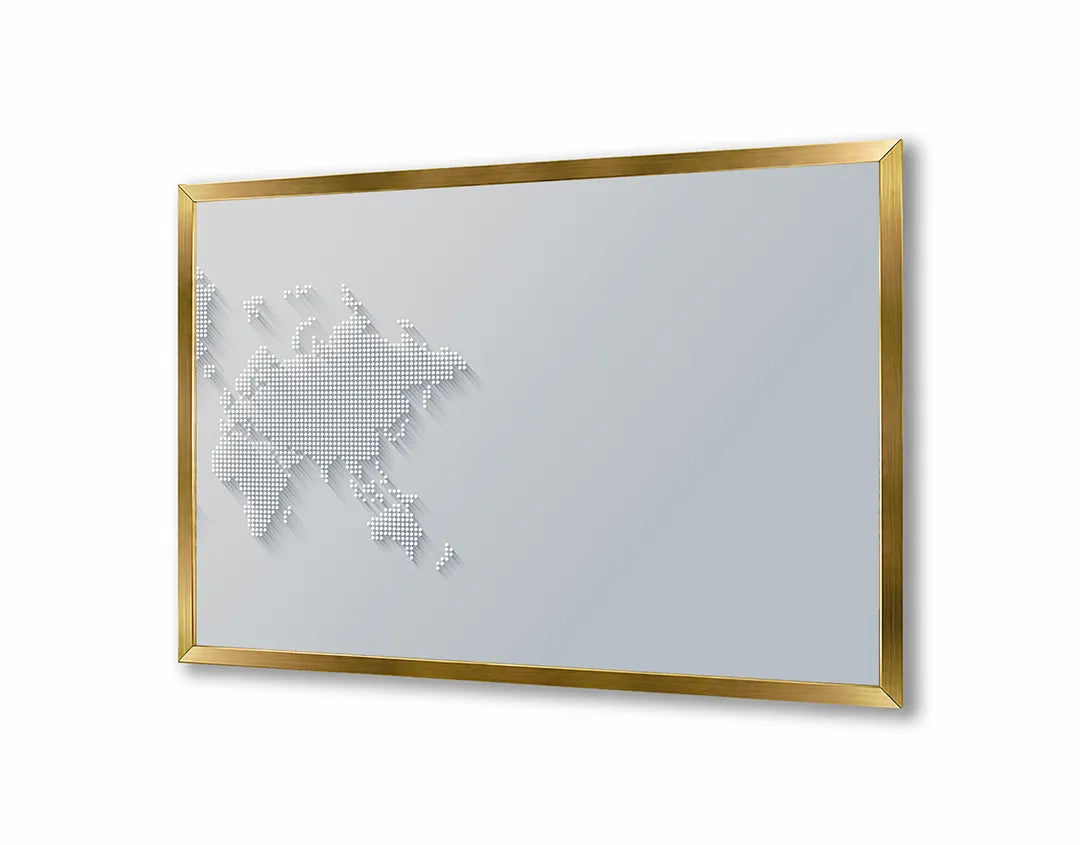 Metalen Magneetbord met print van Wereldkaart grijs 3D perfect als decoratie