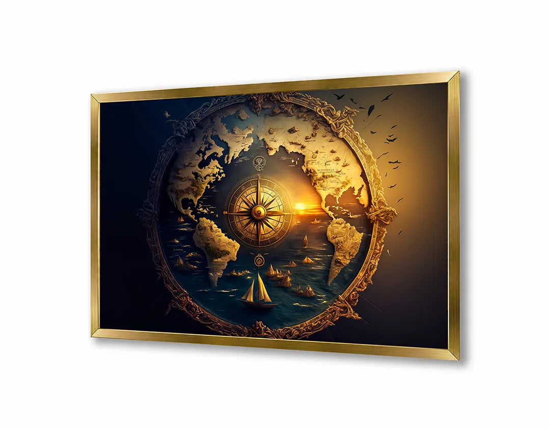 Metalen Magneetbord met print van Kompas ster in ruimte perfect als decoratie