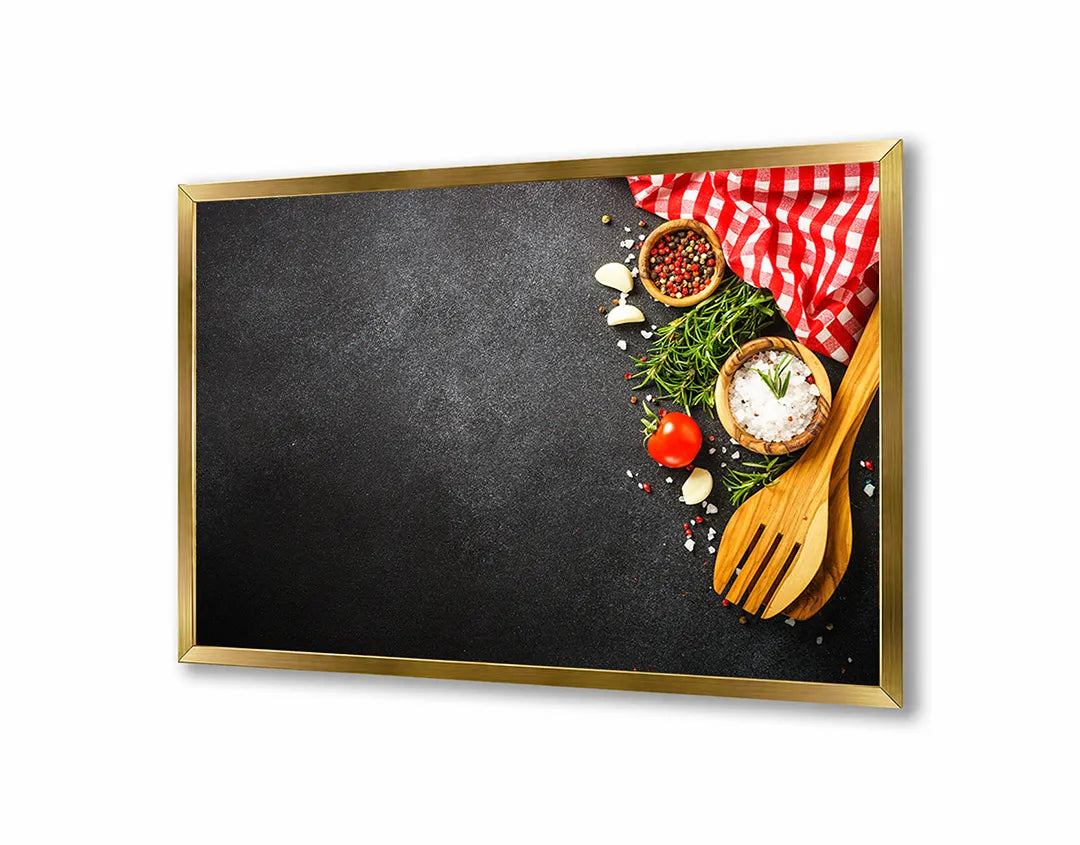 Metalen Magneetbord met print van Houten kookgerei en tomaten perfect als decoratie