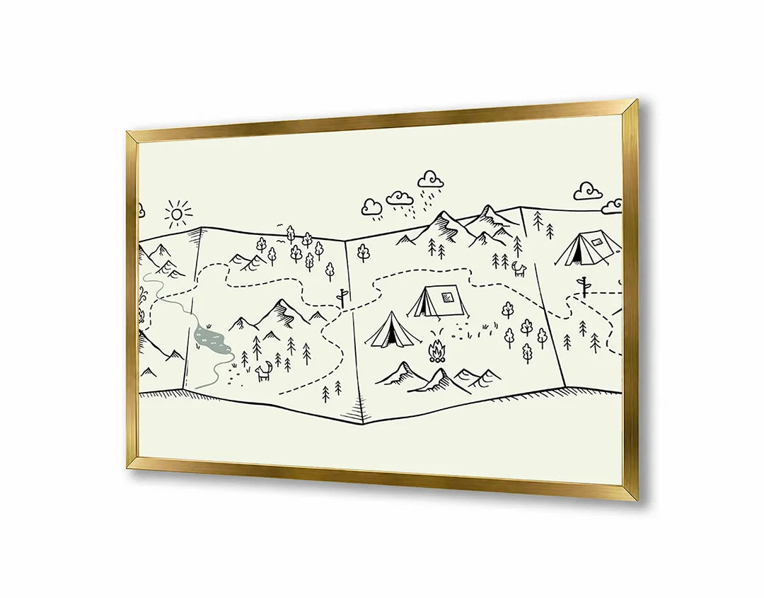 Metalen Magneetbord met print van Bergen doodle illustratie perfect als decoratie