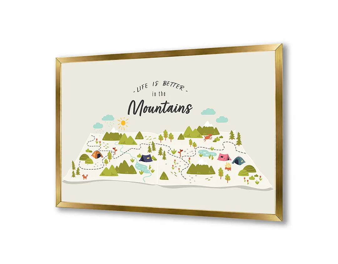 Metalen Magneetbord met print van Life is better in mountains perfect als decoratie