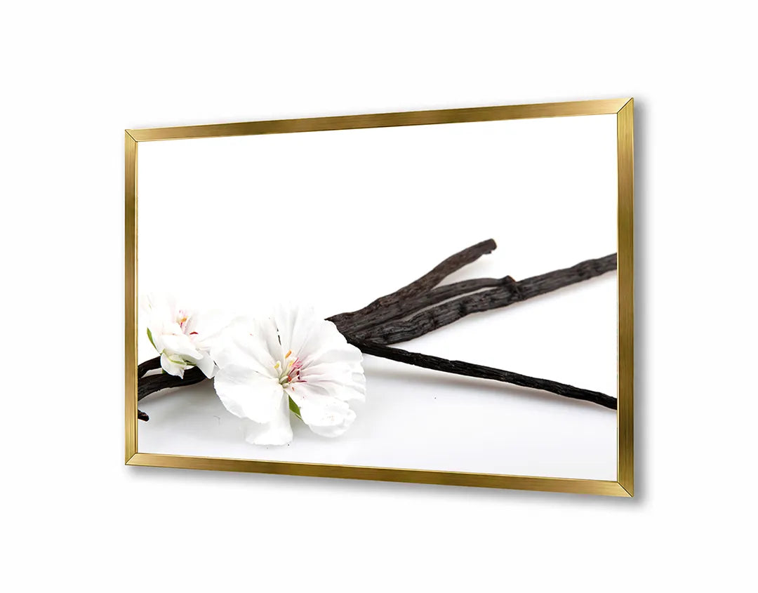 Metalen Magneetbord met afbeelding van witte orchidee met zen stenen in wit en grijs kleuren