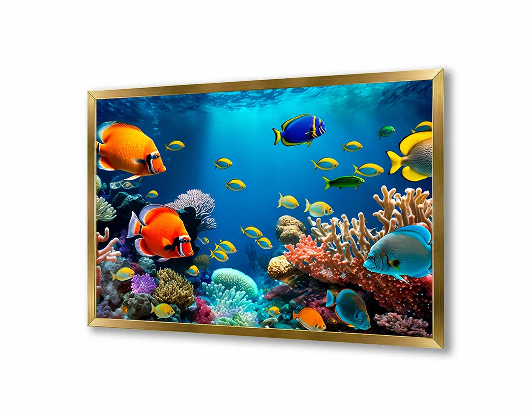 Metalen Magneetbord met print van Tropische vissen koraal perfect als decoratie
