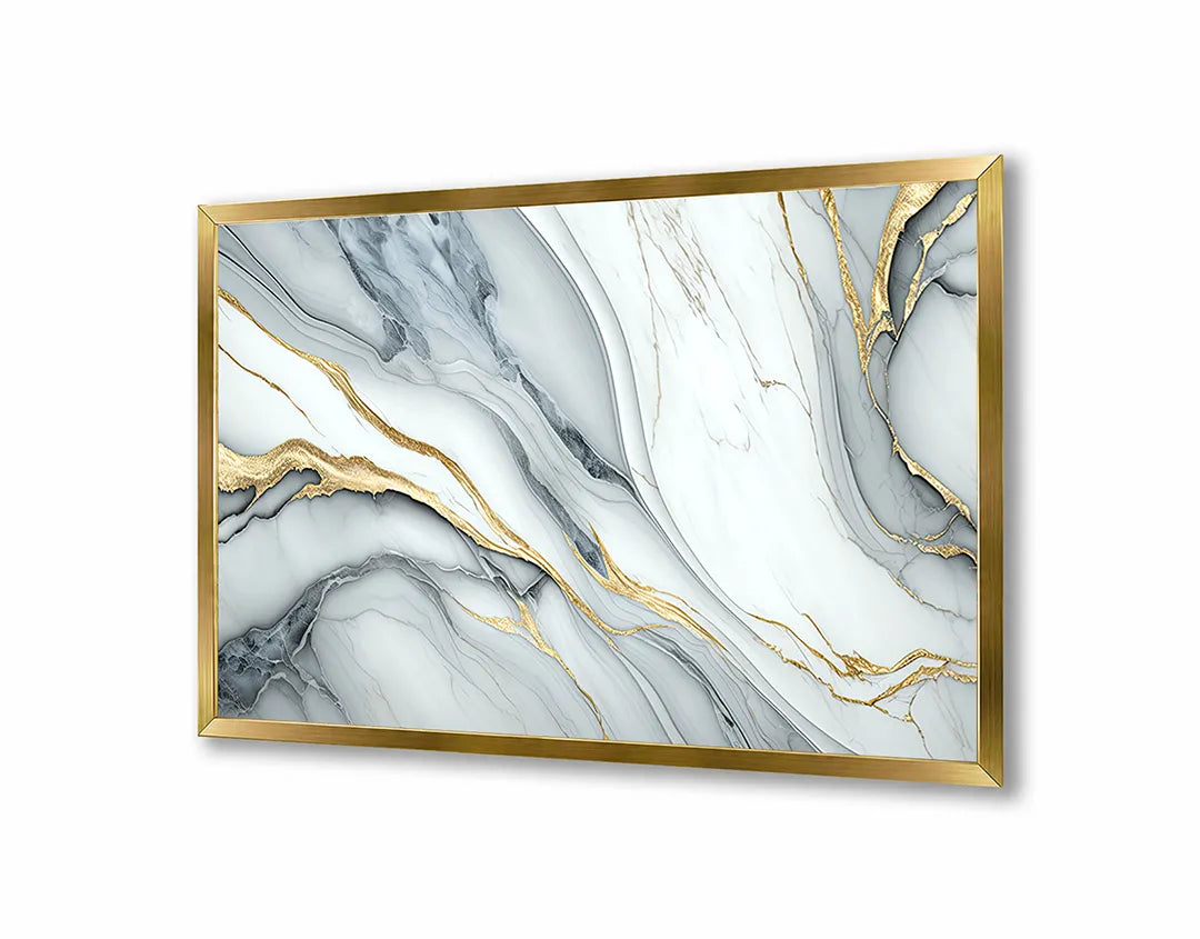 Metalen Magneetbord met print van Goud wit marmer perfect als decoratie