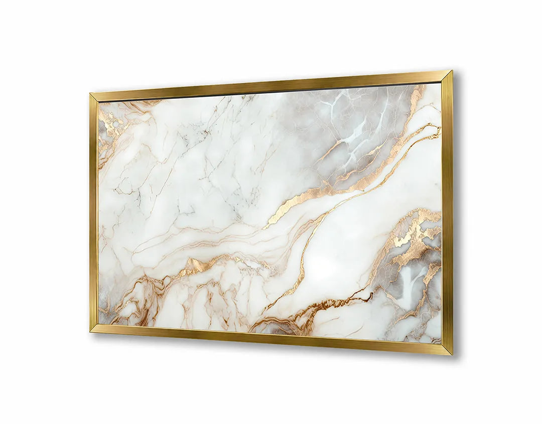 Metalen Magneetbord met print van Koper wit marmer perfect als decoratie