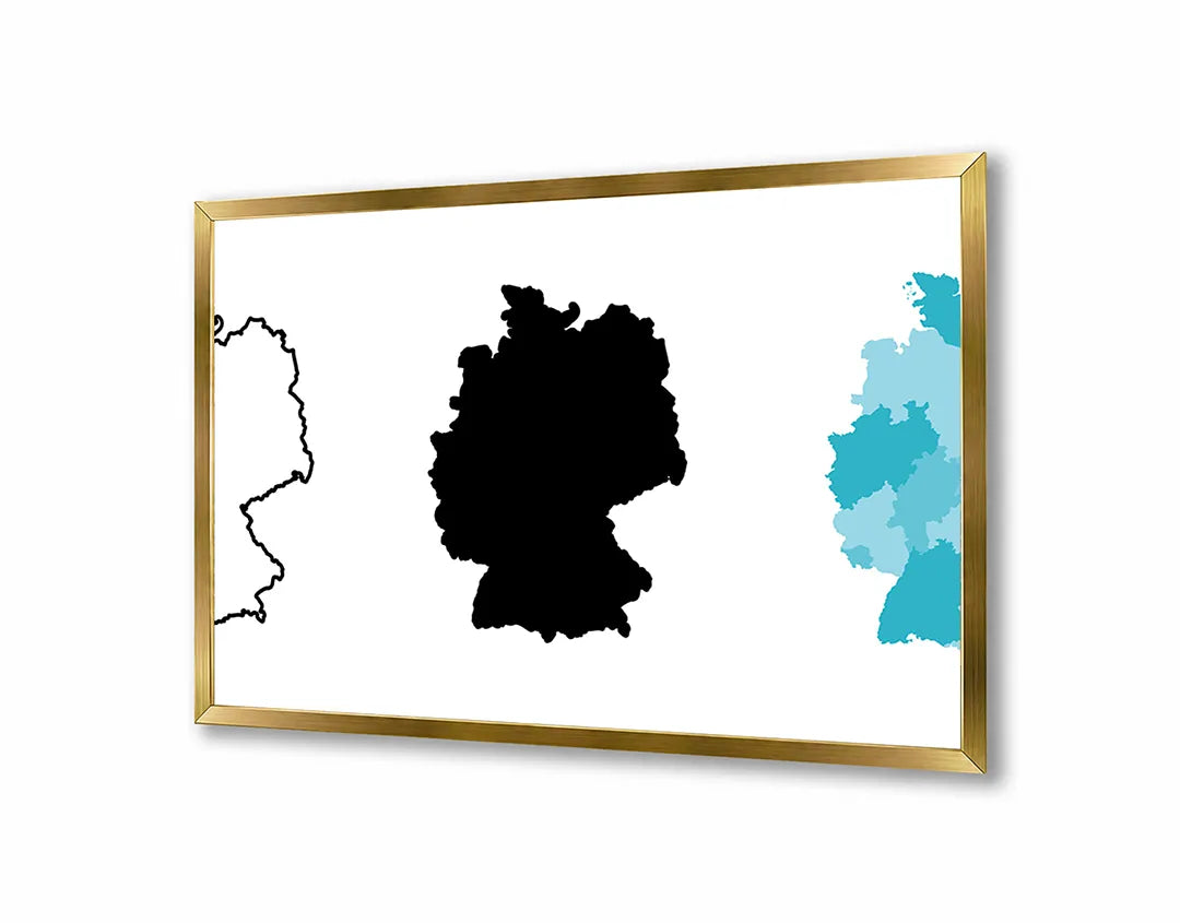 Metalen Magneetbord met print van Duitsland kaart zwart wit perfect als decoratie