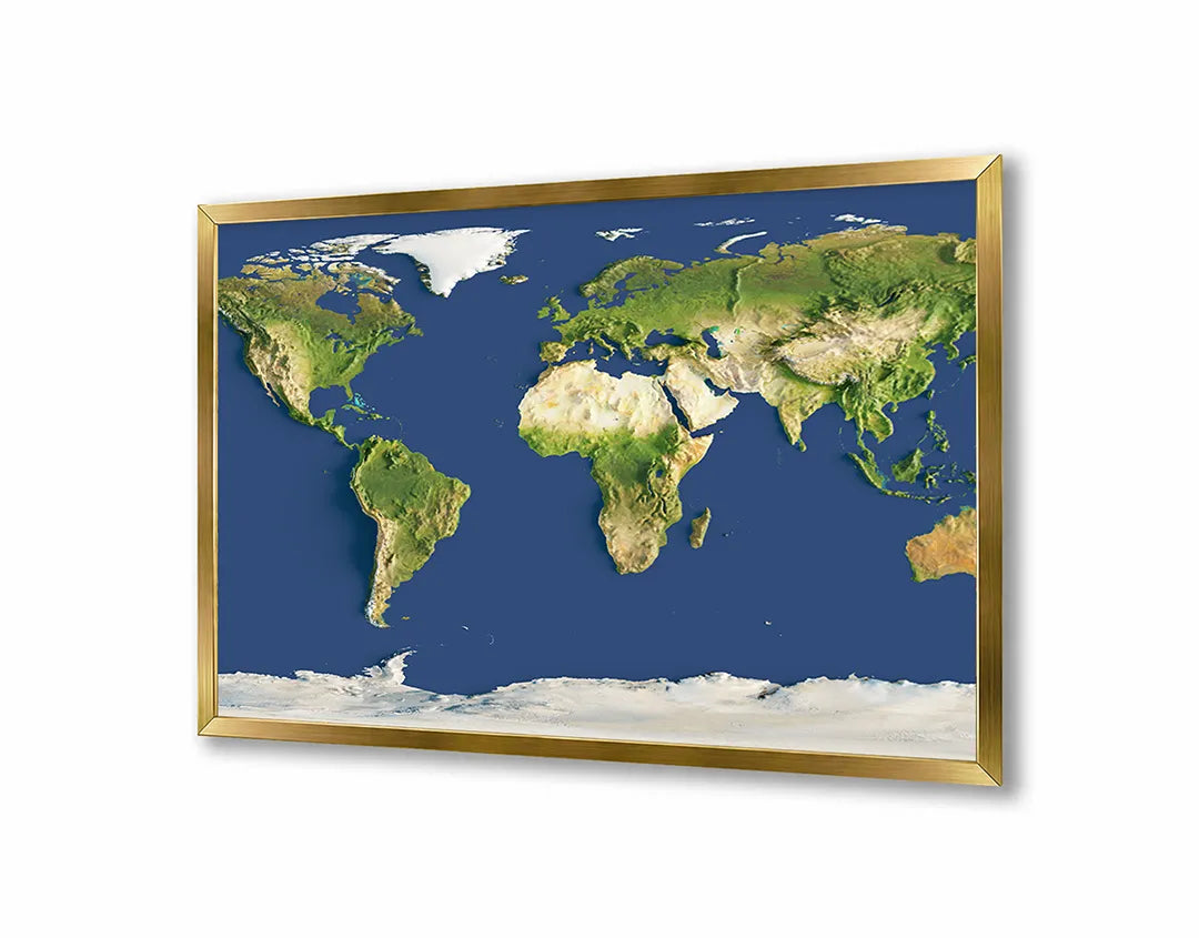Metalen Magneetbord met print van Wereldkaart blauw landschap perfect als decoratie