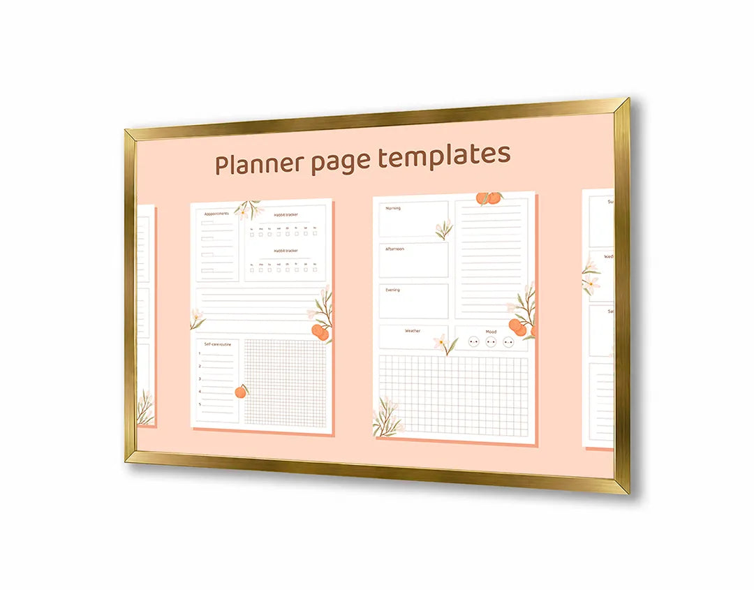 Metalen Magneetbord met print van Planner oranje bloemen perfect als decoratie