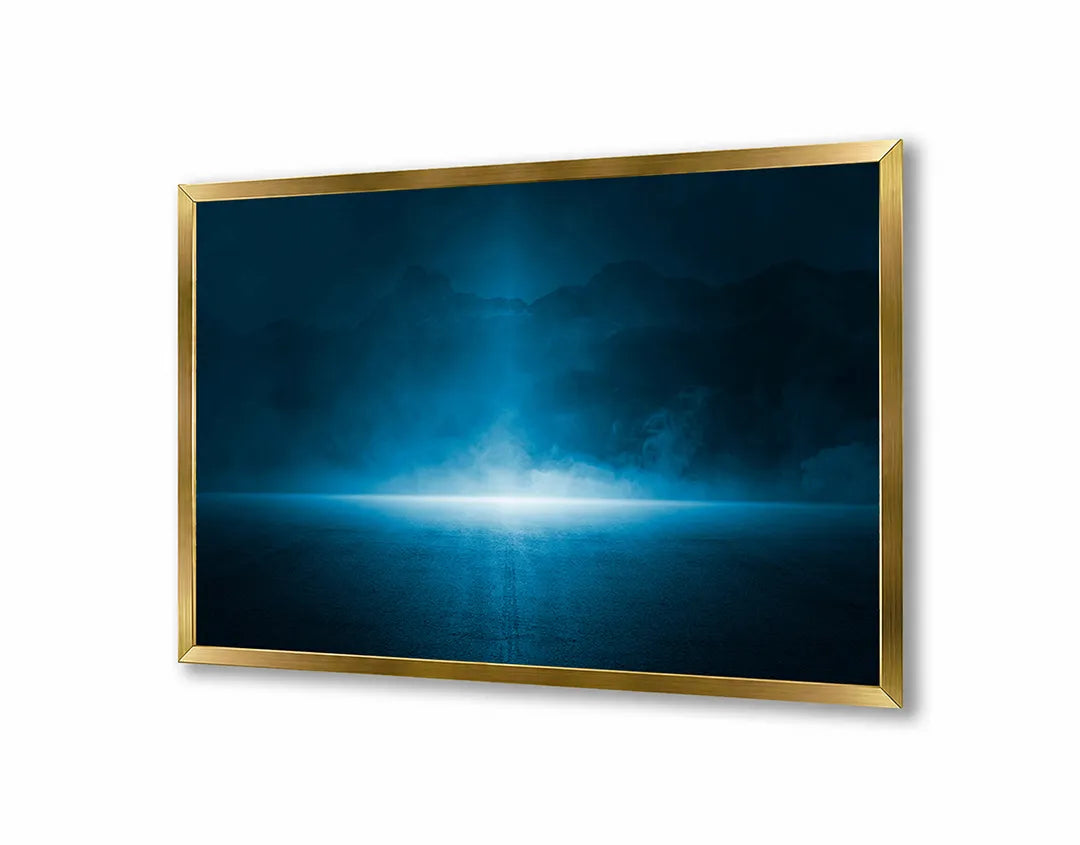 Metalen Magneetbord met print van Blauw licht in duisternis perfect als decoratie